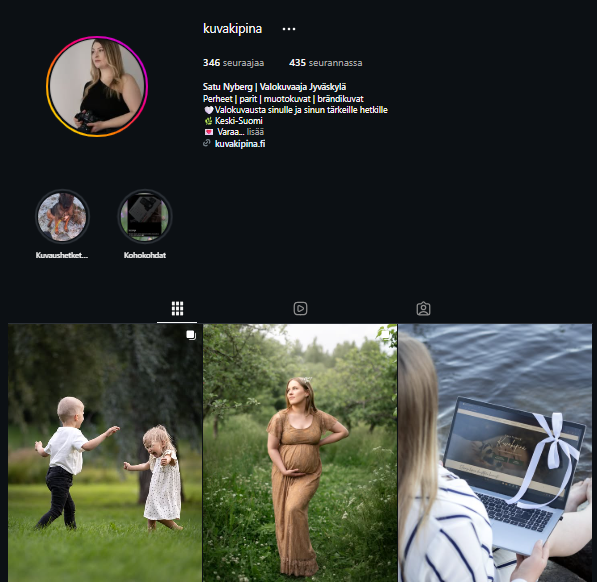 kuvakipina instagram nakyma