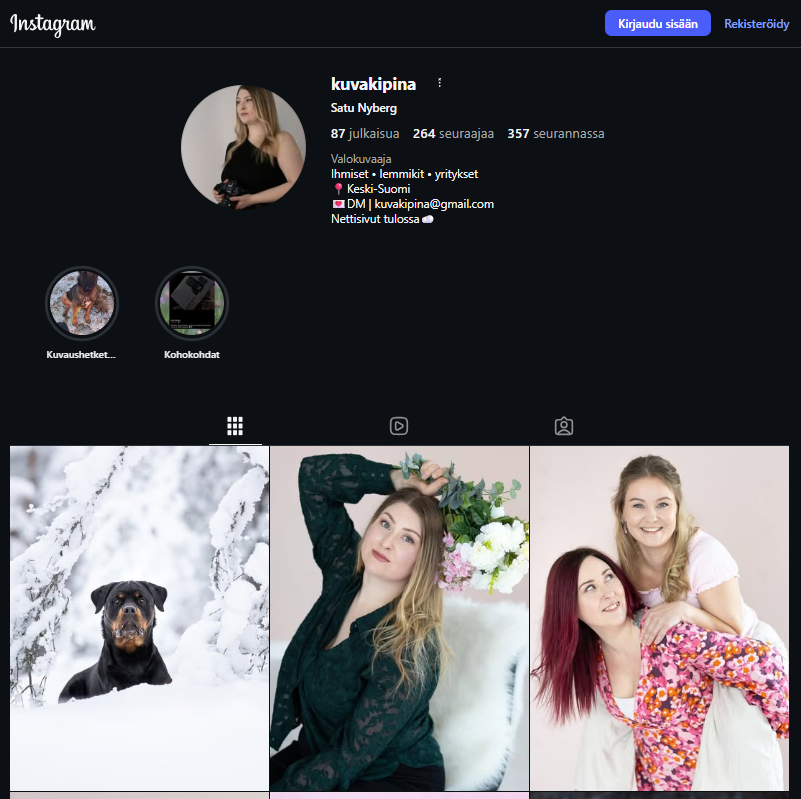 Etusivu instagram nakyma kuvakipina